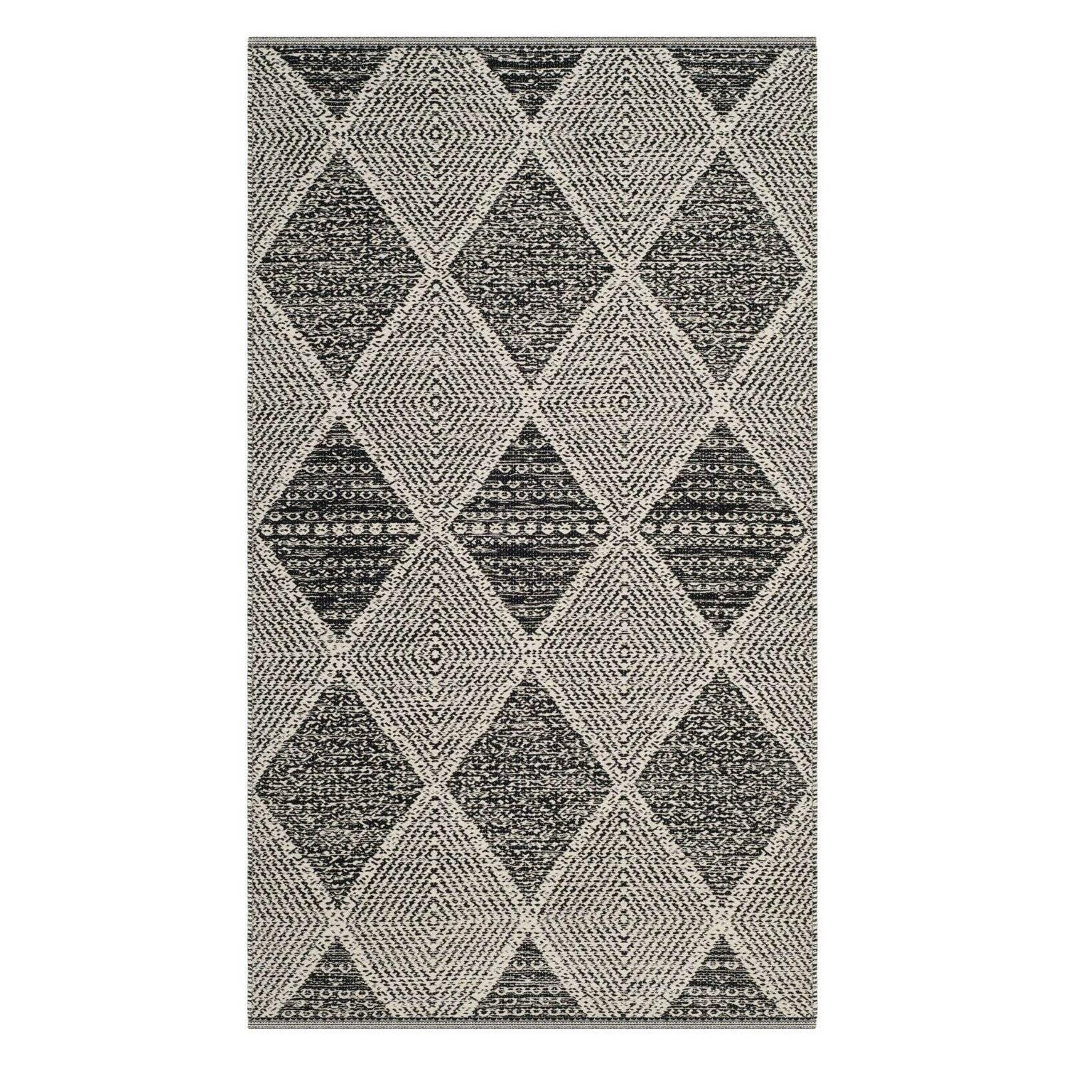 SAFAVIEH Montauk Caleb Geometric Diamond Cotton Area Rug, Grey, 5' x 8' - Image 2