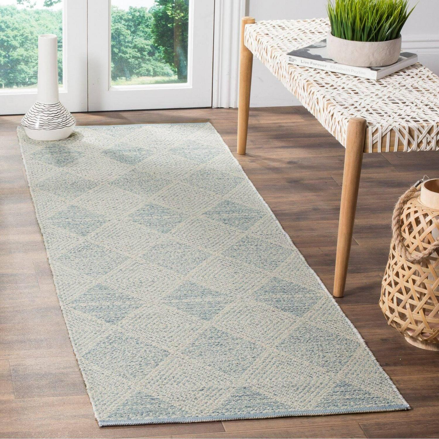 SAFAVIEH Montauk Caleb Geometric Diamond Cotton Area Rug, Grey, 5' x 8' - Image 3