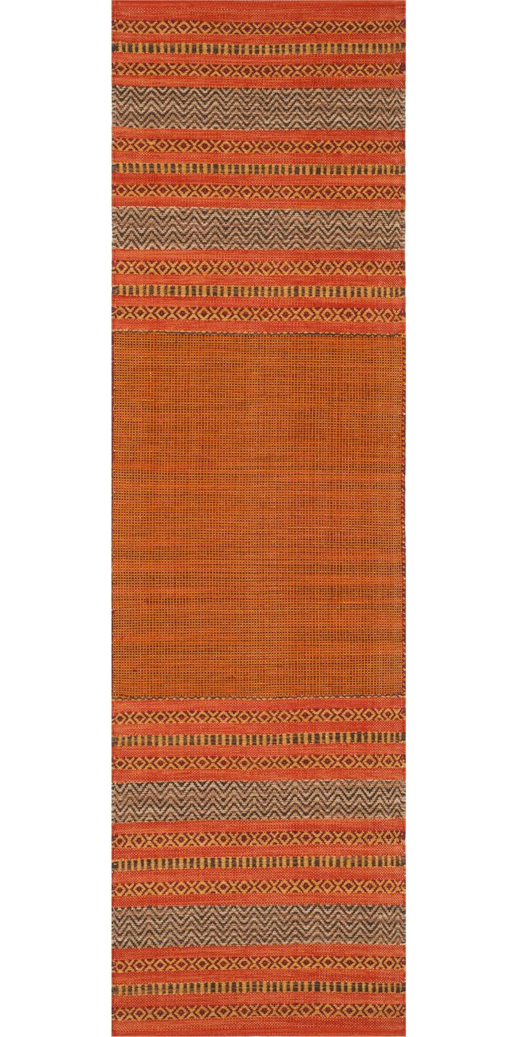 SAFAVIEH Montauk Jobeth Striped Soft Braided Cotton Runner Rug, Orange/Red, 2'6" x 12' - Image 2