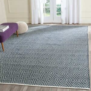 SAFAVIEH Montauk Kimberlyn Geometric Diamond Cotton Area Rug, Navy/Ivory, 11' x 15'
