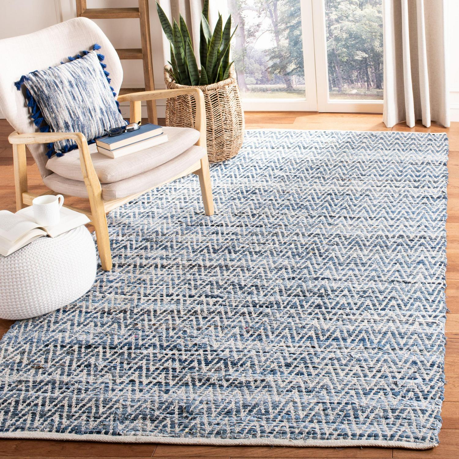 SAFAVIEH Montauk Robynne Braided Chevron Area Rug, Blue, 5' x 8'