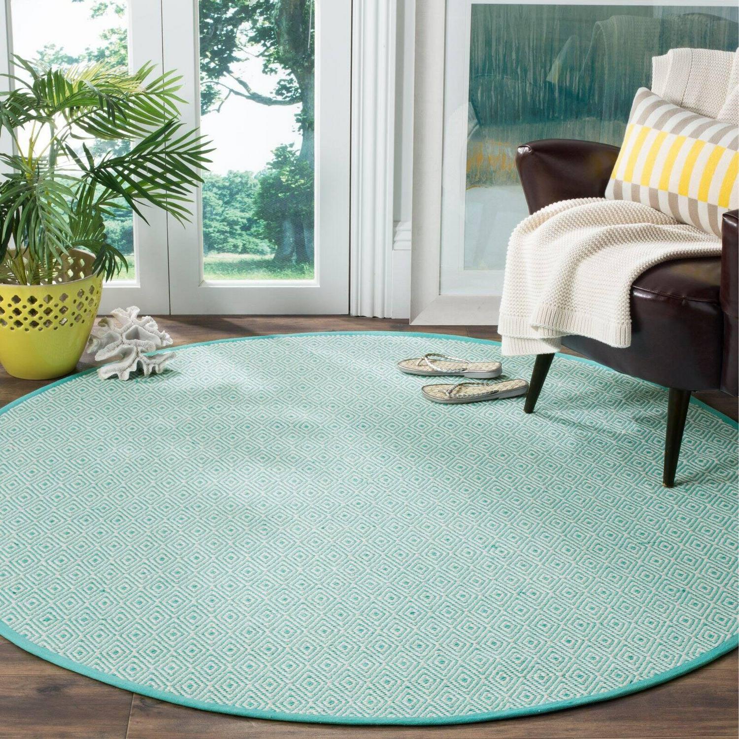 SAFAVIEH Montauk Terrence Geometric Diamond Cotton Area Rug, Ivory/Foam Green, 4' x 6' - Image 7