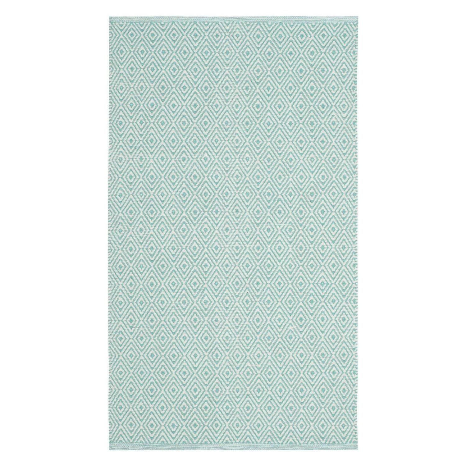 SAFAVIEH Montauk Terrence Geometric Diamond Cotton Area Rug, Ivory/Foam Green, 4' x 6' - Image 2