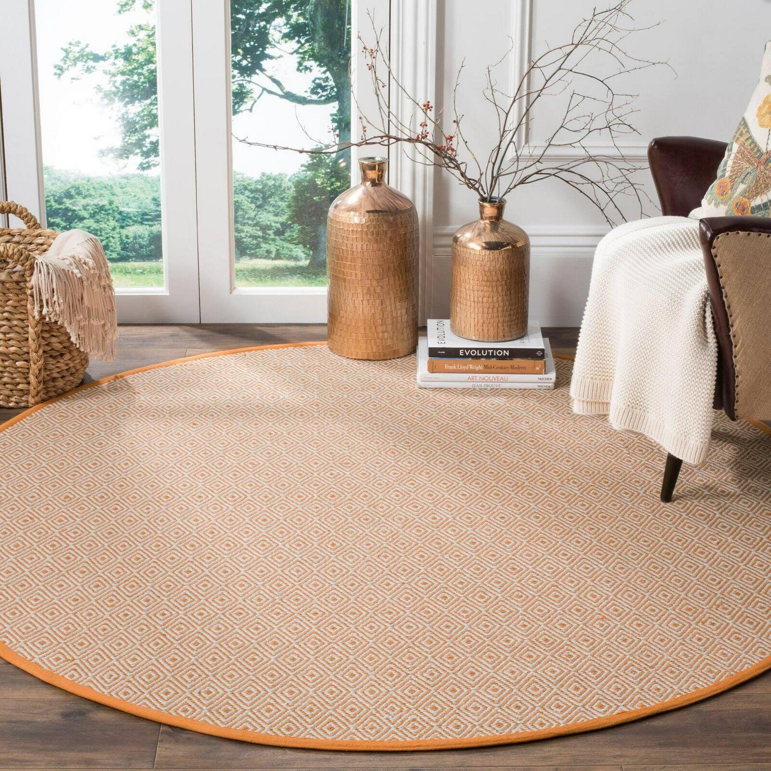 SAFAVIEH Montauk Terrence Geometric Diamond Cotton Area Rug, Ivory/Foam Green, 4' x 6' - Image 9