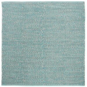 SAFAVIEH Montauk Zelma Braided Cotton Area Rug, Turquoise/Multi, 6' x 6' Square