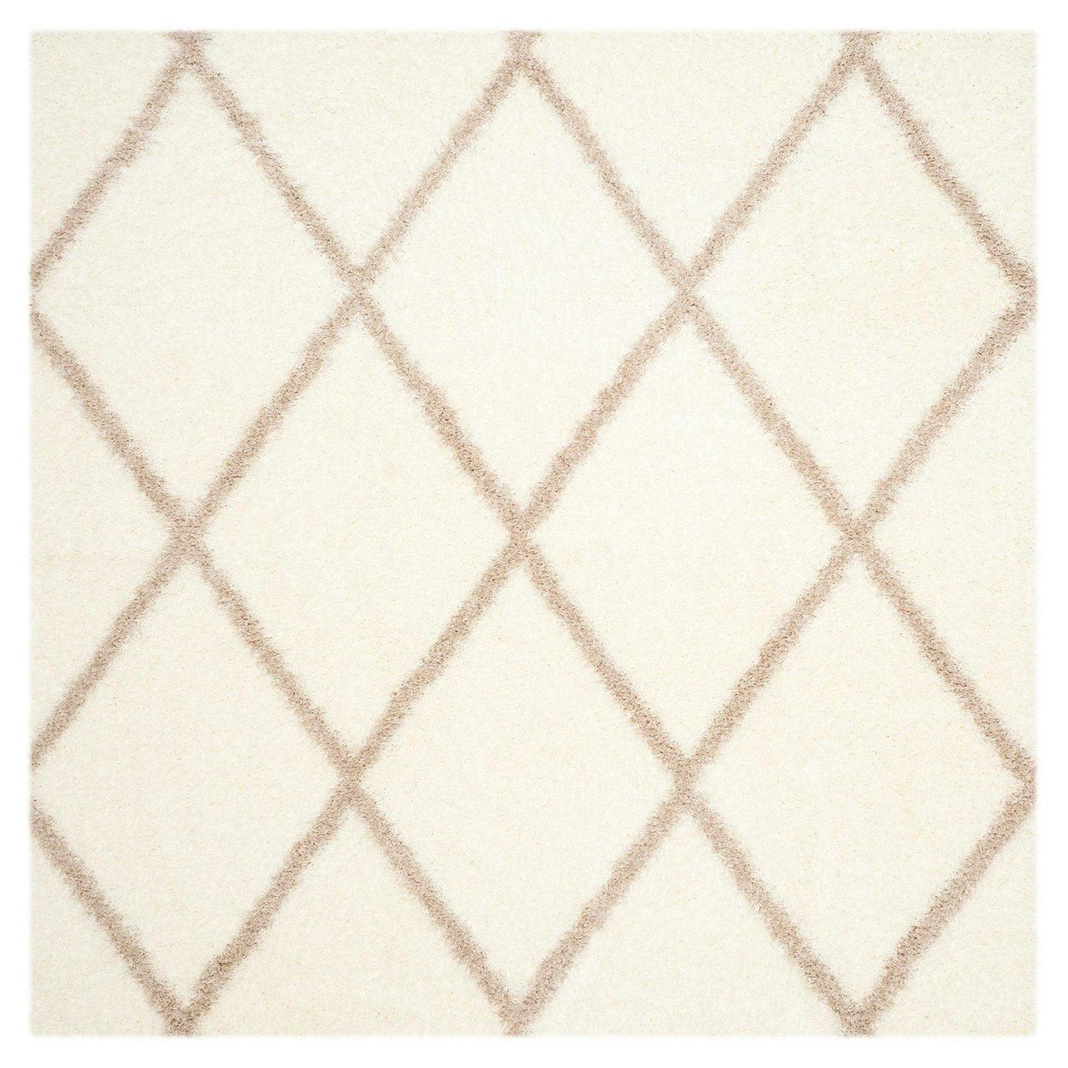 SAFAVIEH Montreal Vesela Geometric Diamonds Shag Runner Rug, Beige/Ivory, 2'3" x 9' - Image 3