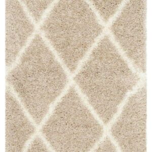 SAFAVIEH Montreal Vesela Geometric Diamonds Shag Runner Rug, Beige/Ivory, 2'3" x 9'