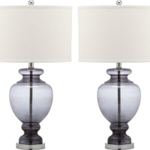 SAFAVIEH Morocco 27 in. H Solid Glam Glass Table Lamp, Smoking Grey, Set of 2