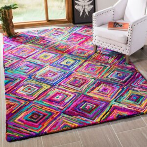 SAFAVIEH Nantucket Kline Geometric Diamonds Cotton Area Rug, Multi, 8' x 10'