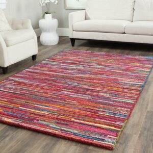 SAFAVIEH Nantucket Tanzil Striped Cotton Area Rug, Pink/Multi, 5' x 8'