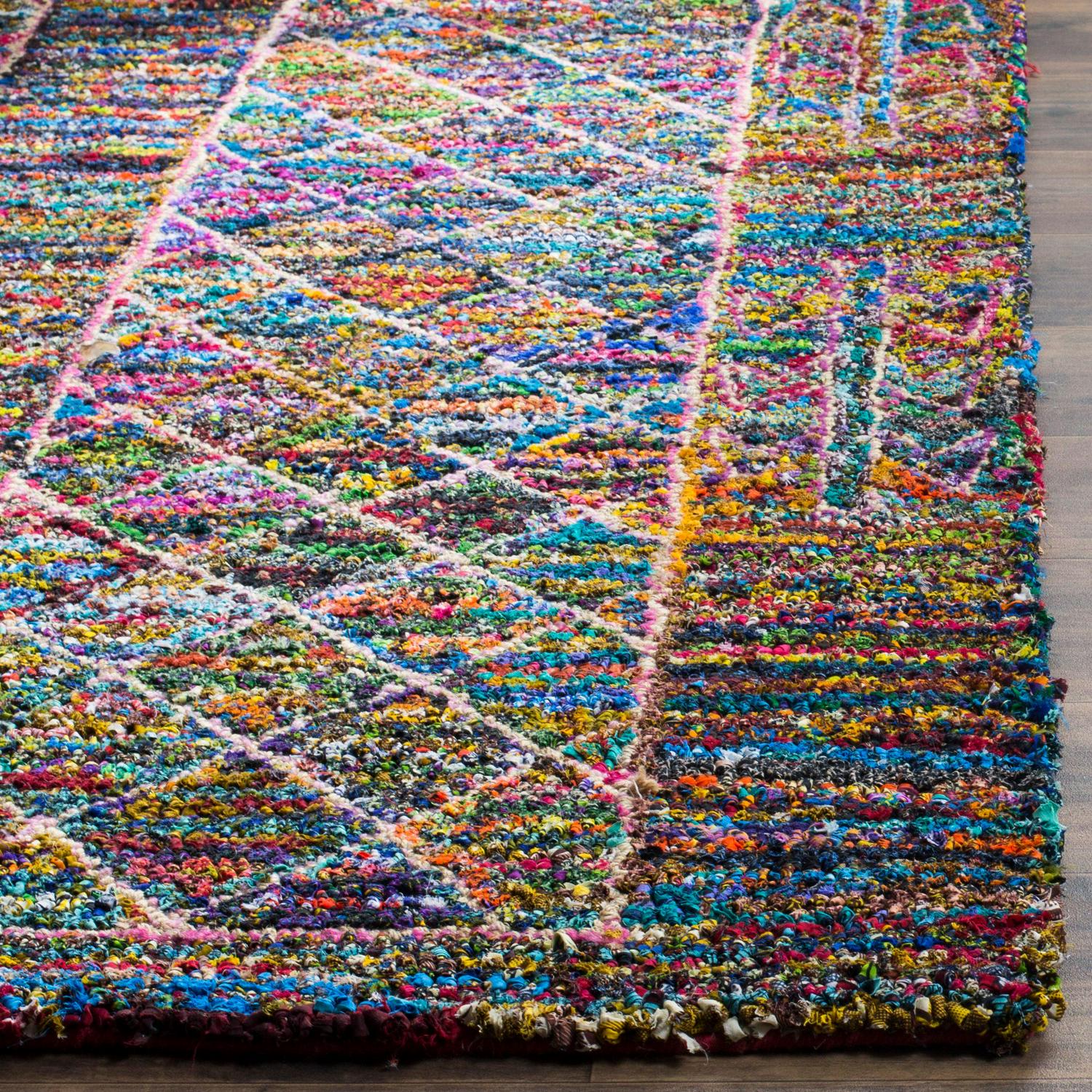 SAFAVIEH Nantucket Timothy Geometric Shapes Cotton Area Rug, Multi, 4' x 6' - Image 3