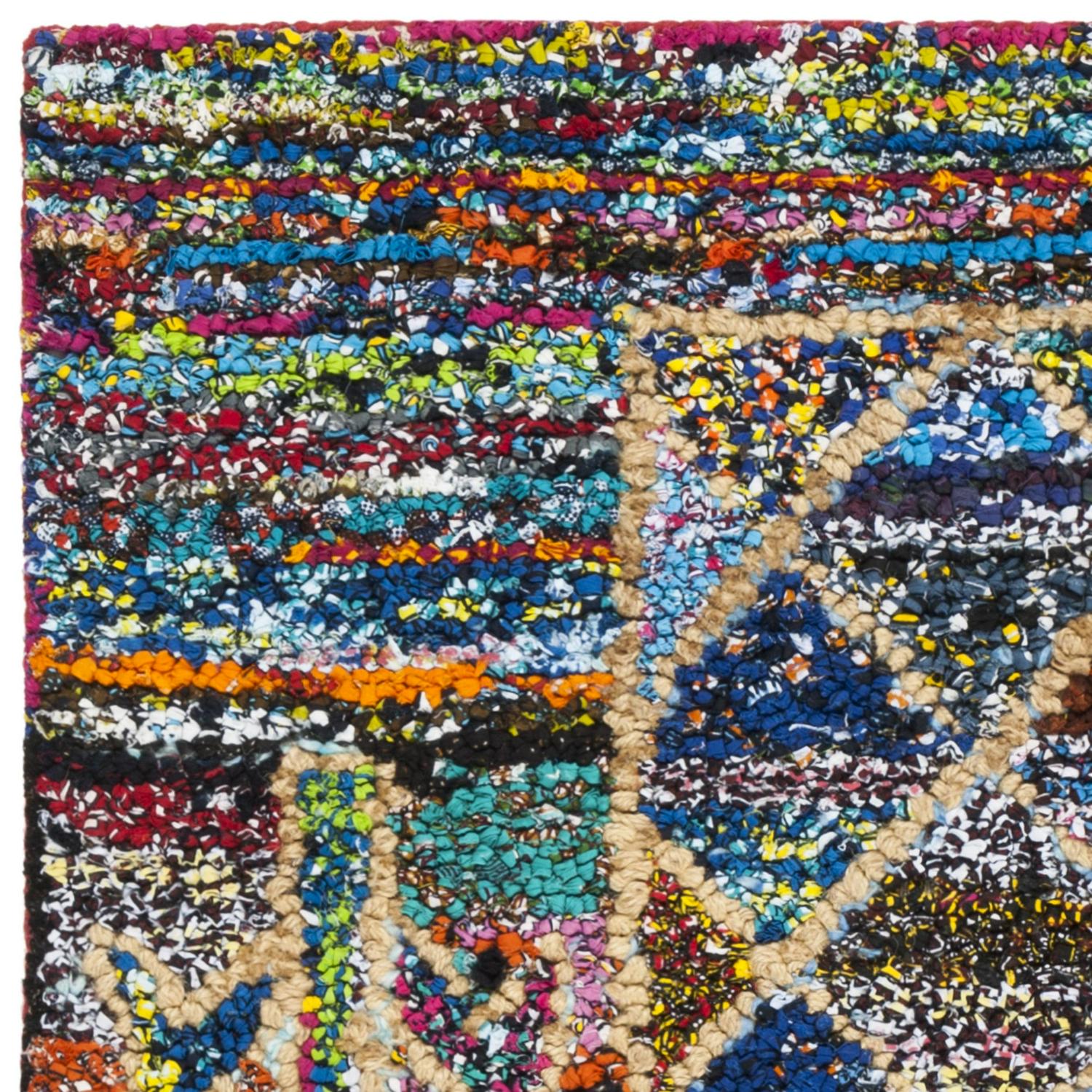 SAFAVIEH Nantucket Timothy Geometric Shapes Cotton Area Rug, Multi, 4' x 6' - Image 5