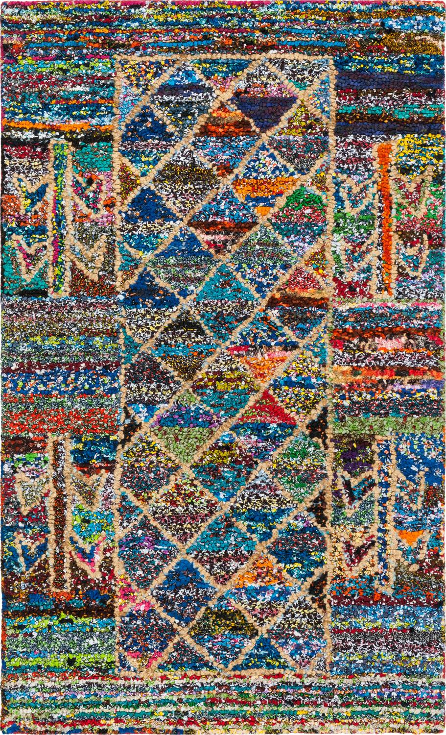 SAFAVIEH Nantucket Timothy Geometric Shapes Cotton Area Rug, Multi, 4' x 6' - Image 2