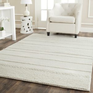 SAFAVIEH Natura Avery Solid Striped Braided Wool Area Rug, Natural, 6' x 9'