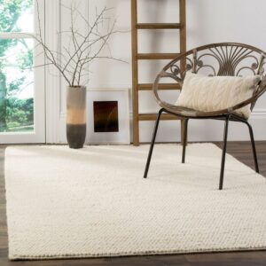 SAFAVIEH Natura Feride Solid Braided Wool Area Rug, Ivory, 6' x 9'