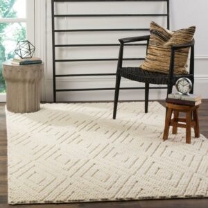 SAFAVIEH Natura Glenda Geometric Diamonds Wool Area Rug, Ivory, 3' x 5'