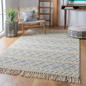SAFAVIEH Natura Roxanne Geometric Striped Area Rug, Blue/Ivory, 4' x 6'