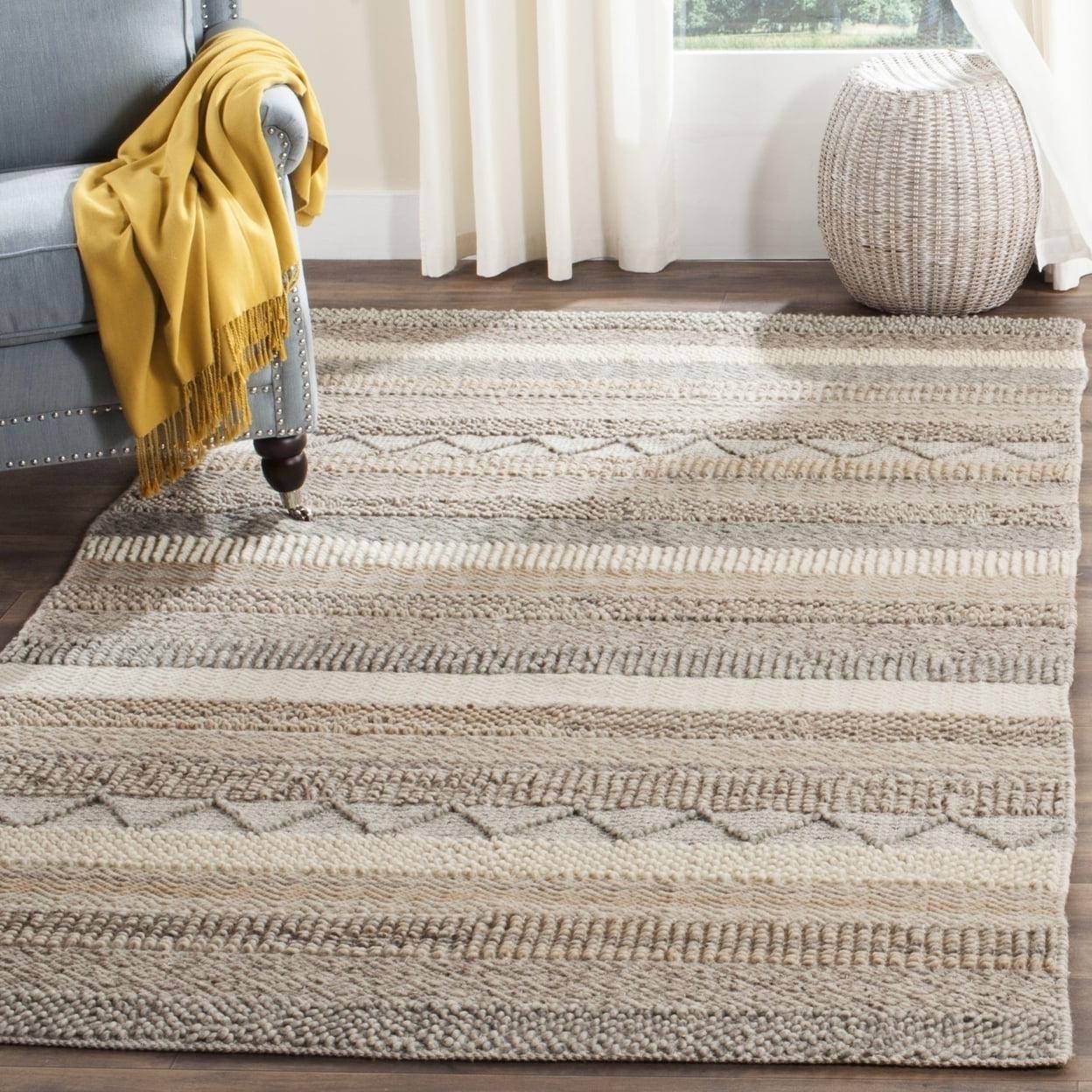 SAFAVIEH Natura Rylan Braided Striped Wool Area Rug, Beige, 11' x 15' - Image 5