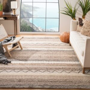 SAFAVIEH Natura Rylan Braided Striped Wool Area Rug, Beige, 11' x 15'
