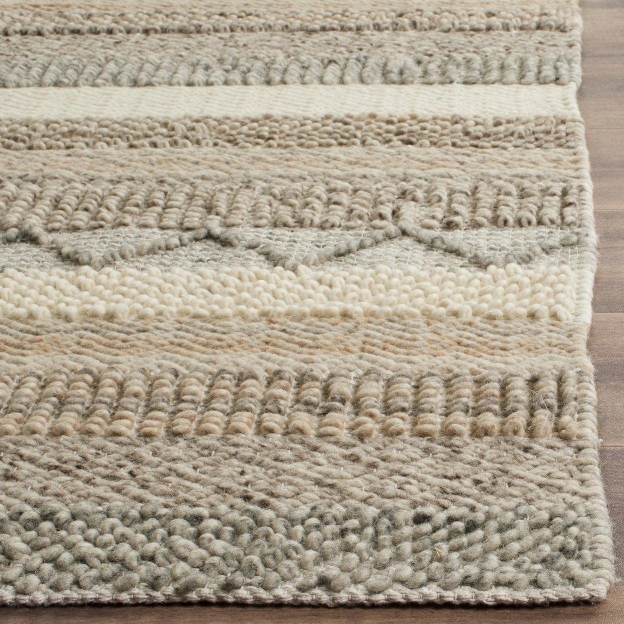 SAFAVIEH Natura Rylan Braided Striped Wool Area Rug, Beige, 11' x 15' - Image 8