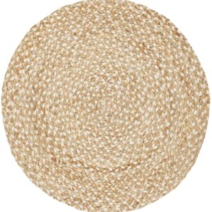 SAFAVIEH Natural Fiber William Solid Area Rug, Natural/Ivory, 5' x 5' Round