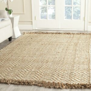 SAFAVIEH Natural Fiber Gillian Chevron Jute Area Rug, Bleach/Natural, 5' x 8'