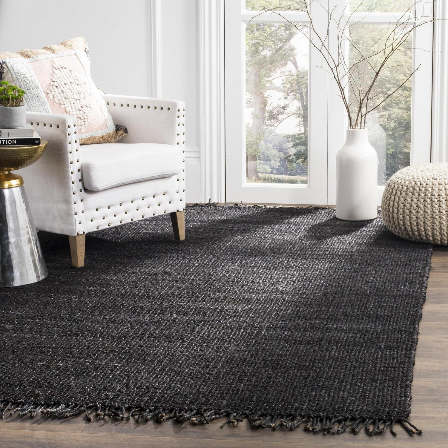 SAFAVIEH Natural Fiber Clara Braided Jute Area Rug, Black, 3' x 5'