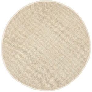 SAFAVIEH Natural Fiber Milica Solid Area Rug, Ivory, 4' x 4' Round