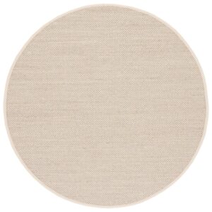 SAFAVIEH Natural Fiber Kentigern Border Seagrass Area Rug, Marble/Beige, 4' x 4' Round