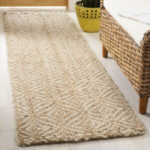 SAFAVIEH Natural Fiber Gervase Geometric Runner Rug, Natural/Ivory, 2'3" x 8'