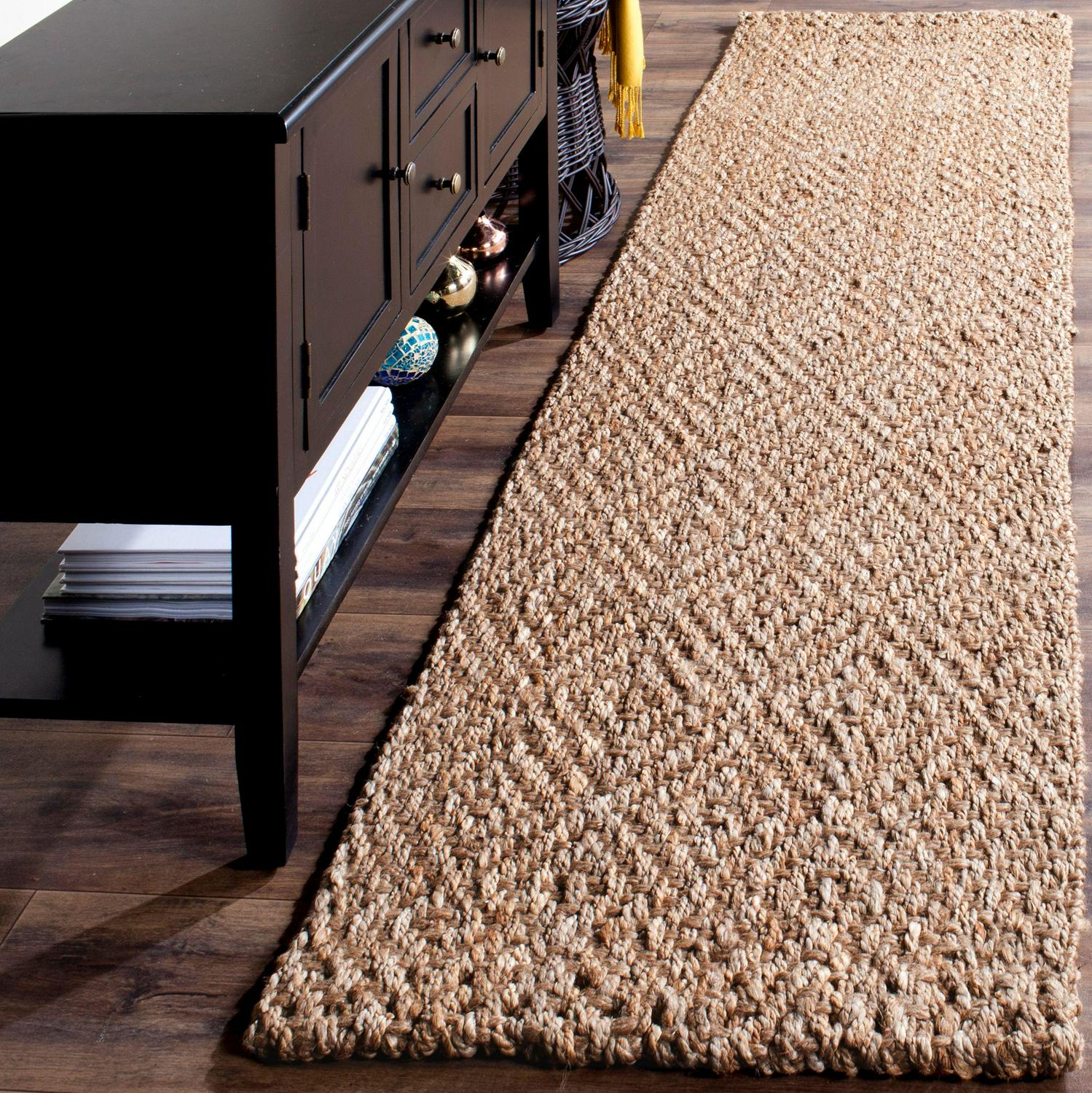 SAFAVIEH Natural Fiber Emory Geometric Jute Runner Rug, Natural, 2'3" x 16'