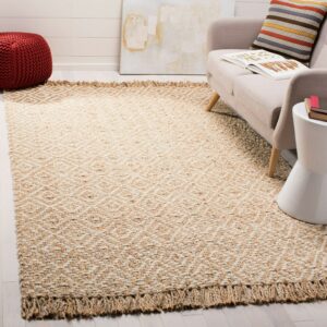 SAFAVIEH Natural Fiber Thomas Geometric Jute Area Rug, Ivory/Natural, 5' x 8'