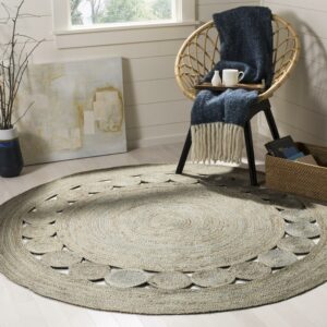 SAFAVIEH Natural Fiber Morgan Braided Jute Area Rug, Grey, 8' x 8' Round