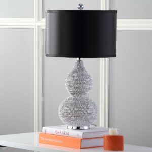 SAFAVIEH Nicole 24.5 in. H Glam Bead Base Table Lamp, Silver/Black, Set of 2