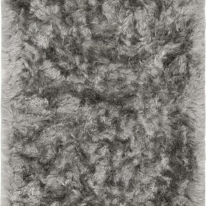 SAFAVIEH Ocean Trellis Solid Plush Polyester Shag Area Rug, Silver, 3' x 5'