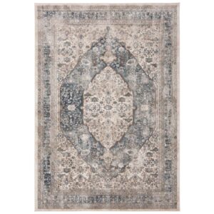 SAFAVIEH Oregon Elizabeth Floral Bordered Area Rug, Beige/Grey, 5'1" x 7'6"