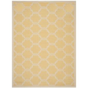 SAFAVIEH Courtyard Estelle Geometric Indoor/Outdoor Area Rug, Yellow/Beige, 5'3" x 7'7"