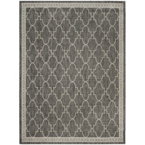 SAFAVIEH Courtyard Zavier Geometric Indoor/Outdoor Area Rug, Black/Beige, 9' x 12'