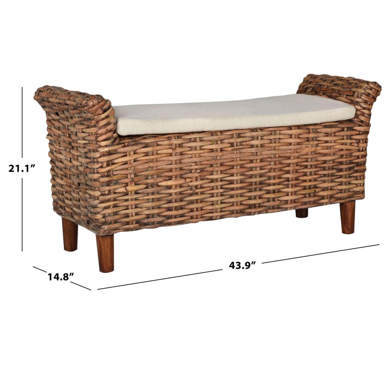 SAFAVIEH Palermo Bohemian Nautical Rattan Bench with Cushion - Image 4