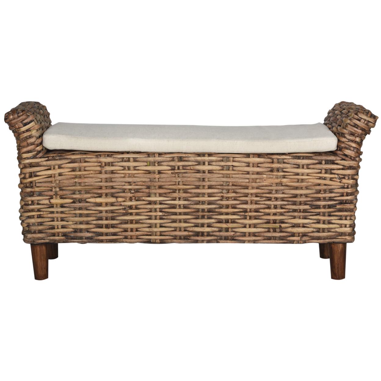 SAFAVIEH Palermo Bohemian Nautical Rattan Bench with Cushion - Image 2