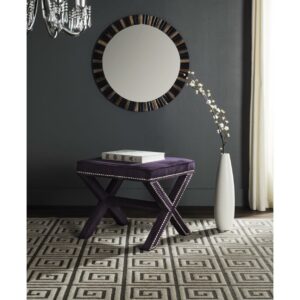 SAFAVIEH Palmer Ottoman Silver Nail Head Purple