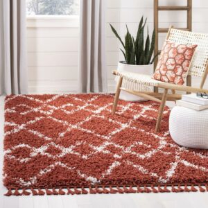 SAFAVIEH Pro Lux Shag Collection PLX434P Rust / Creme Rug