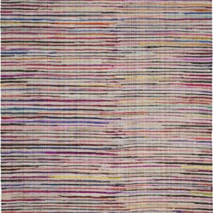 SAFAVIEH Rag Petar Striped Cotton Area Rug, Ivory/Multi, 10' x 14'