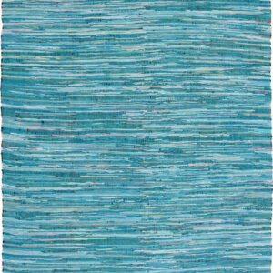 SAFAVIEH Rag Robynne Striped Cotton Area Rug, Blue/Multi, 9' x 12'