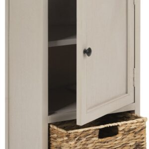 SAFAVIEH Raven Solid Tall Storage Unit with Pullout Table and Basket, Vintage Grey