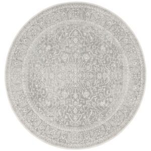 SAFAVIEH Reflection Dolkar Oriental Area Rug, Light Grey/Cream, 5' x 5' Round