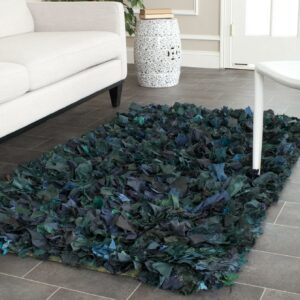 SAFAVIEH Rio Cassandra Confetti Polyester Shag Area Rug, Green/Multi, 4' x 6'