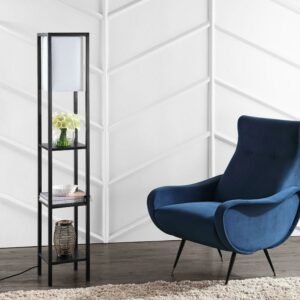 SAFAVIEH Rista Rustic Duo 58.5 in. H Shelf Floor Lamp, Black