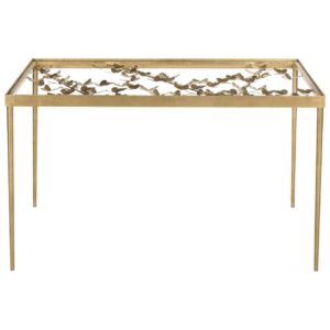 SAFAVIEH Rosalia 29.5 in. H Butterfly Glass Top Desk, Gold/Clear