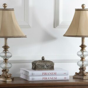 SAFAVIEH Scarlett Glass Globe 22.5 in. H Table Lamp, Antique Gold/Clear, Set of 2